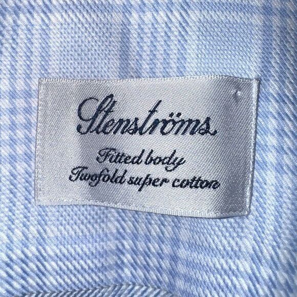 Stenstroms Glencheck Fitted Body Twofold Cotton Super Dress Shirt 17 XL - Picture 2 of 9